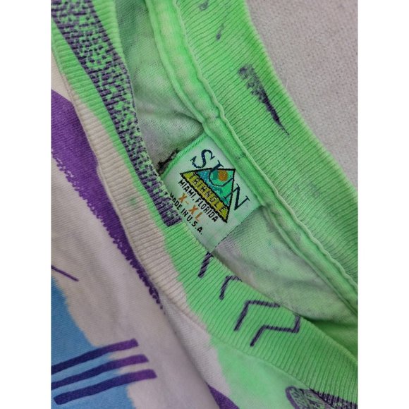 Vintage 80's Sun Triangle Men X/XL Tourist Shirt Tee Bahamas Single Stitch Aztec - Picture 6 of 11